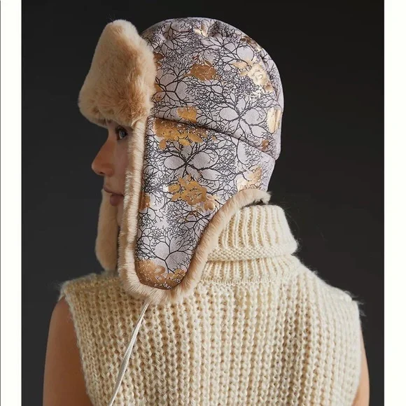Anthropologie Faux Fur-Lined Trapper Hat Anthropologie Cable Knit Faux Fur Trapper Hat | Mercari main image 3